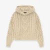 Essentials Kids Cable Knit Hoodie USA in beige