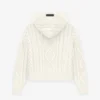 Essentials Kids Cable Knit Hoodie USA in white color
