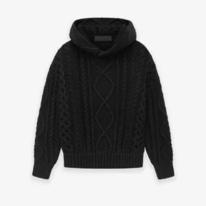 Kids Cable Knit Hoodie in usa black