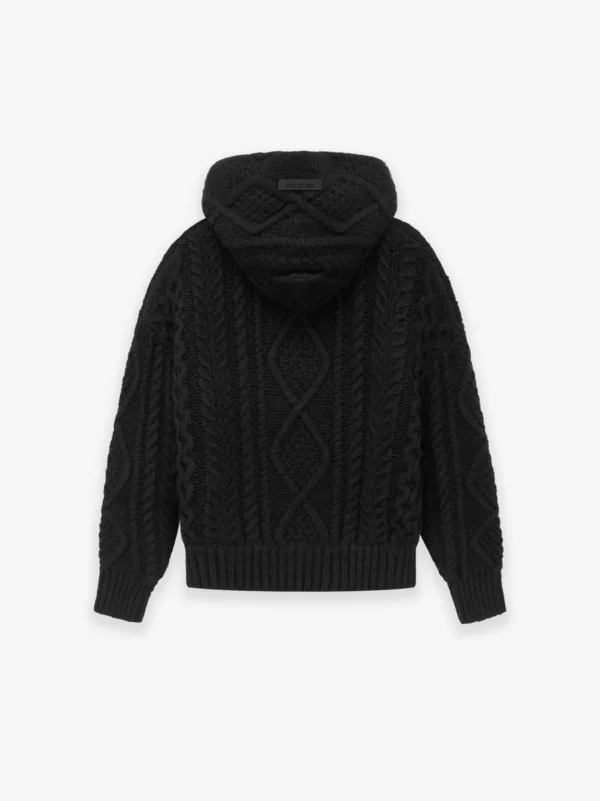 Kids Cable Knit Hoodie usa black