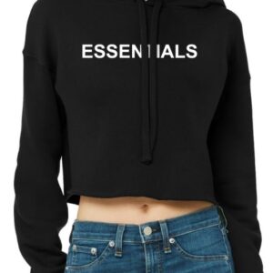 Essentials Black Cropped Hoodie